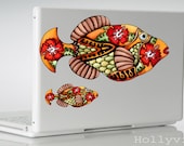 Fish Decal trigger fish Hawaiian decal Humuhumunukuapuaa Hawaii hibiscus decal MacBook sticker