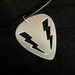 Lightning Bolt metal guitar pick necklace on leather cord