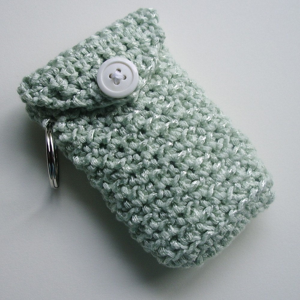 Crocheted Moo Card Cozy -- Light Green
