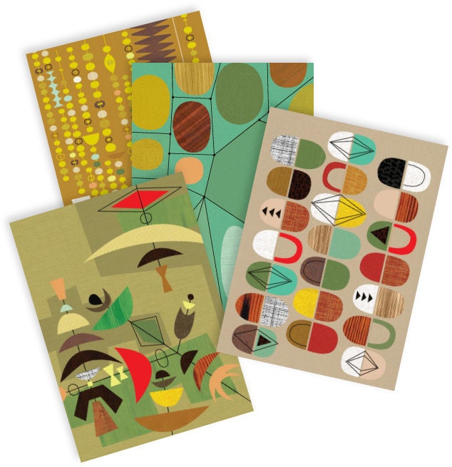 Mid-century doodle cards