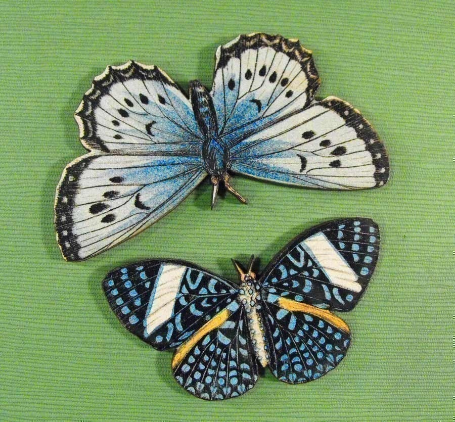Large Butterflies - Collection of 7 Wood Butterflies