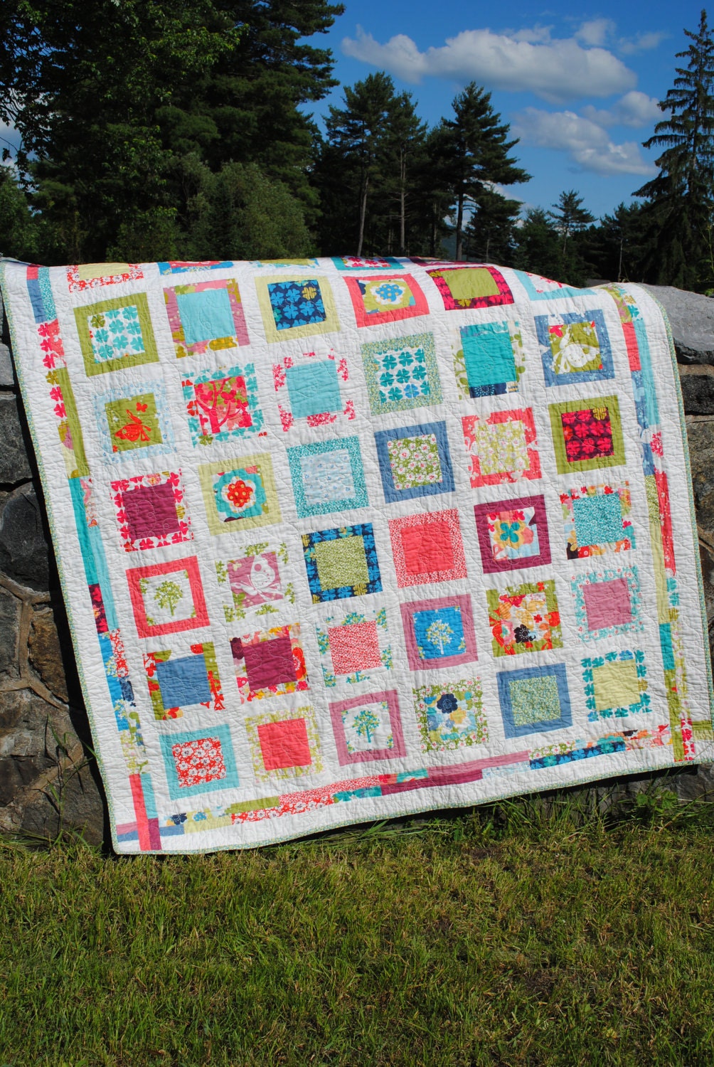 QUILT PATTERN....one layer cake or Fat Quarters, Around the Block