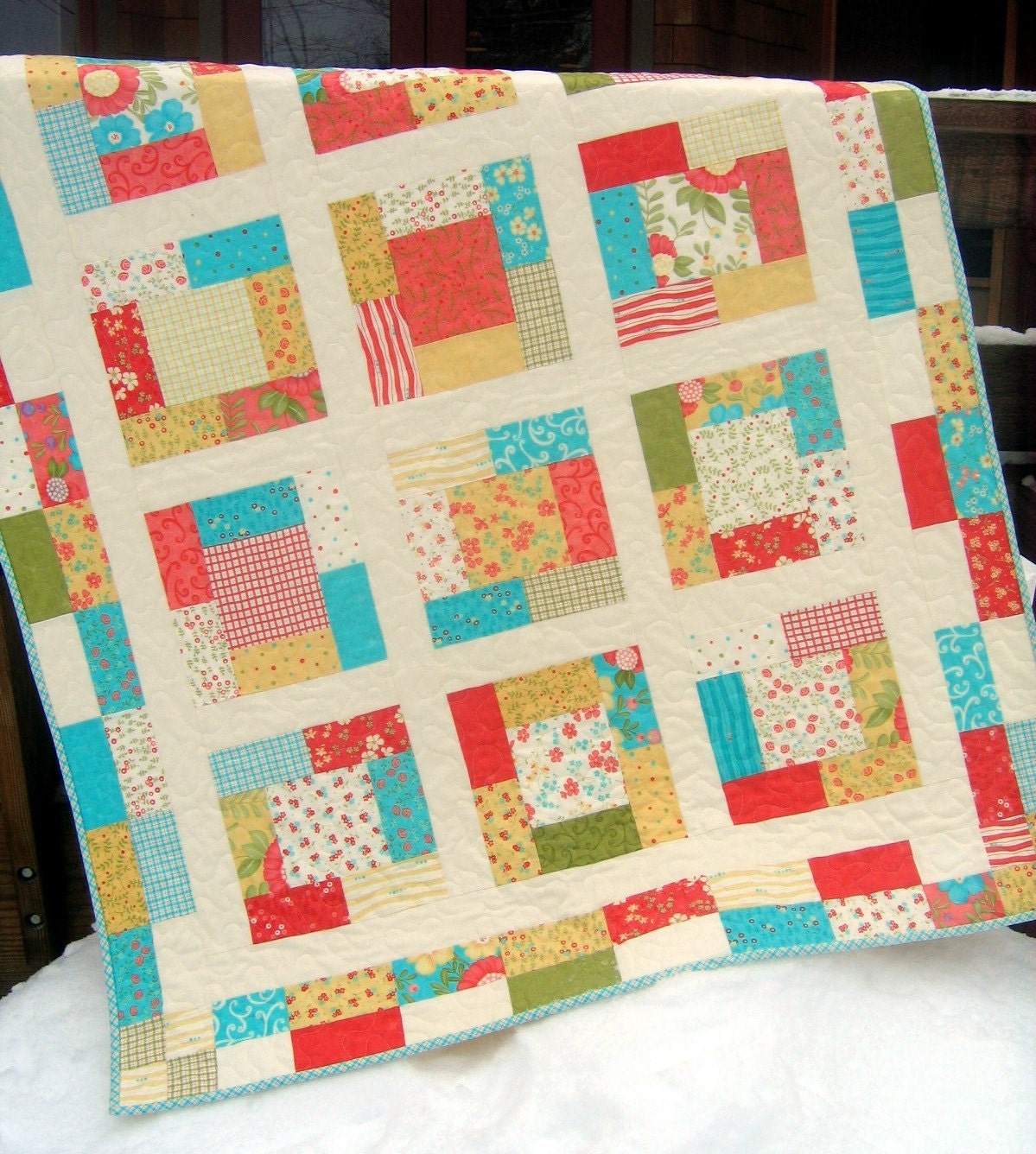 Lap or Baby Quilt Pattern....Quick and Easy Charm Squares or Fat Quarters... A Sunday Charmer