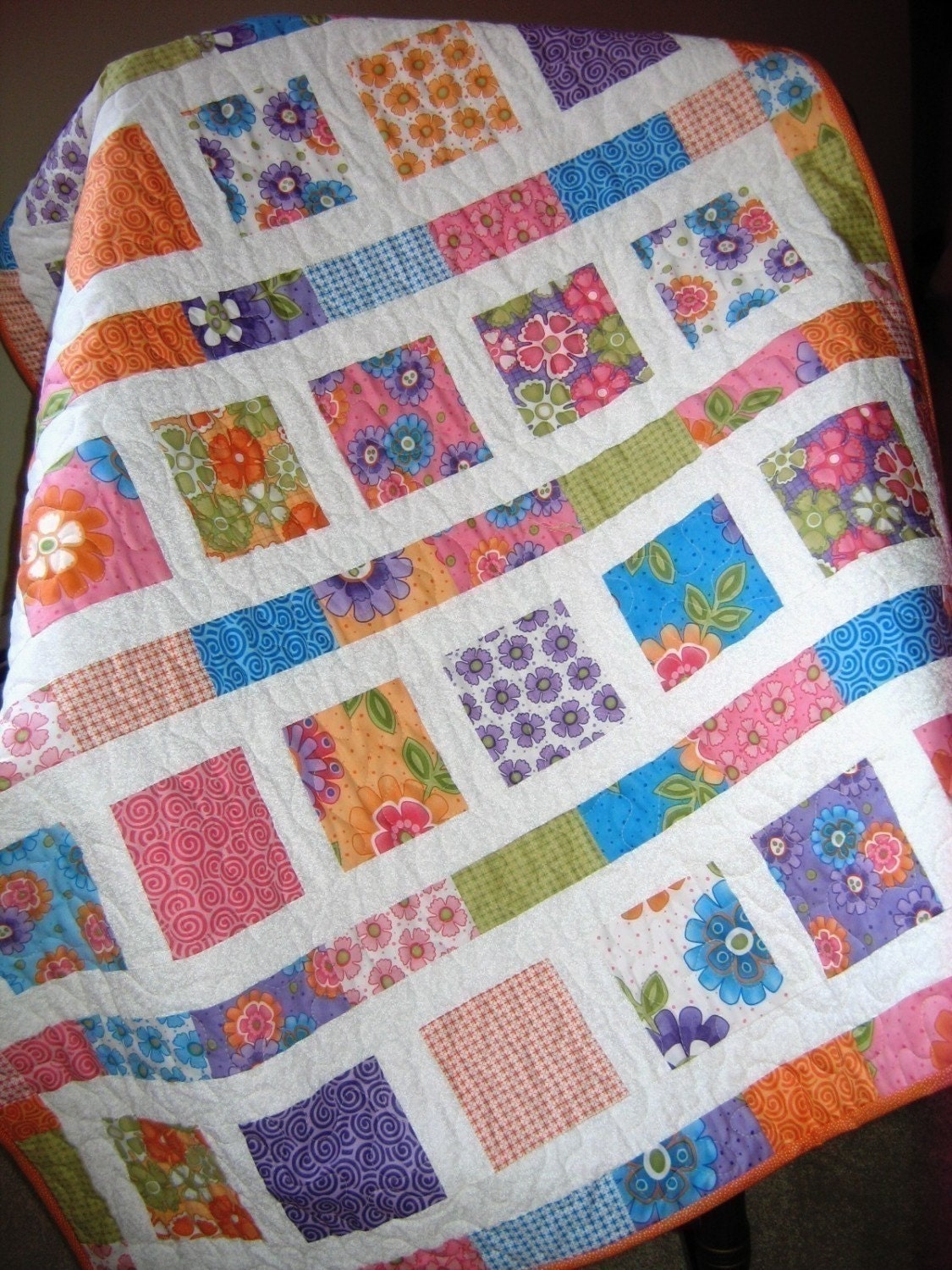 Baby QUILT PATTERN....Quick and Easy...2 Charm Square Packs, Flowers in the Sunshine