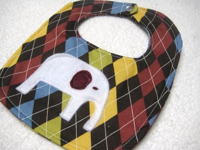 White Elephant on Argyle Bib