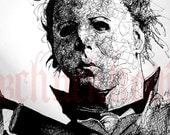 Print 8x10" - Michael Myers - Halloween knife Jason Voorhees Scary Movie 1980's Freddy Krueger Jason Death Serial Killer Evil Die Pop