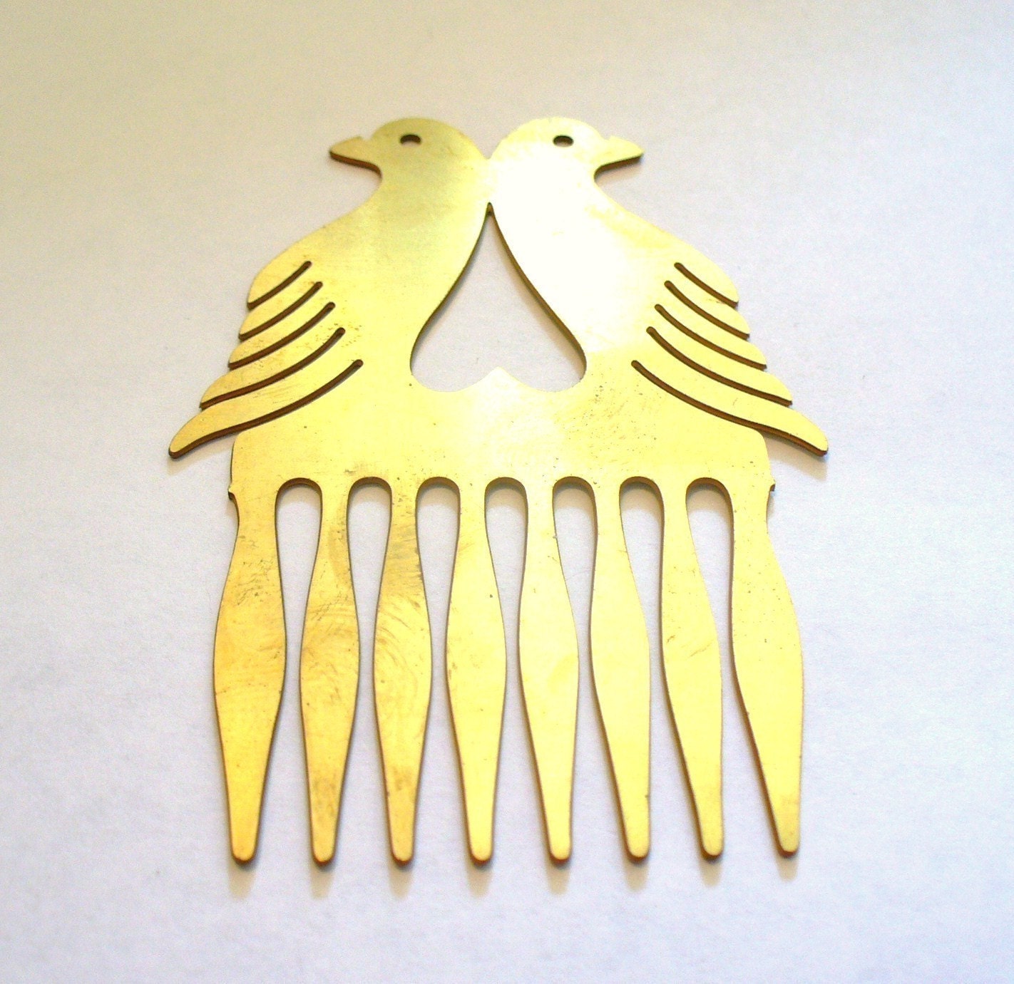 Gorgeous Vintage Brass Love Birds Hair Comb