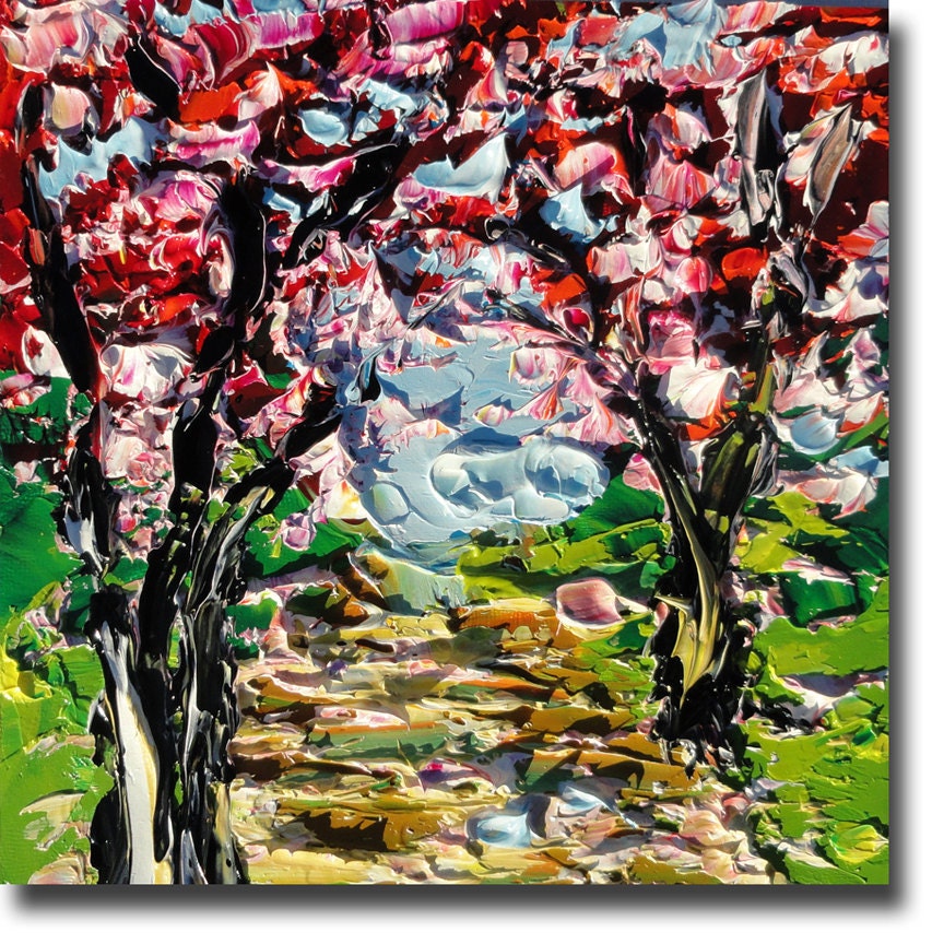 Original Oil Painting Palette Knife Painting ART B. Sasik Daisy Painting
