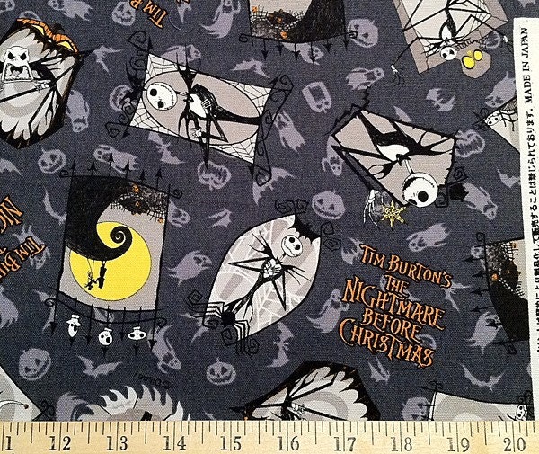 Nightmare Before Christmas Japanese Cotton Canvas Fabric by Kori