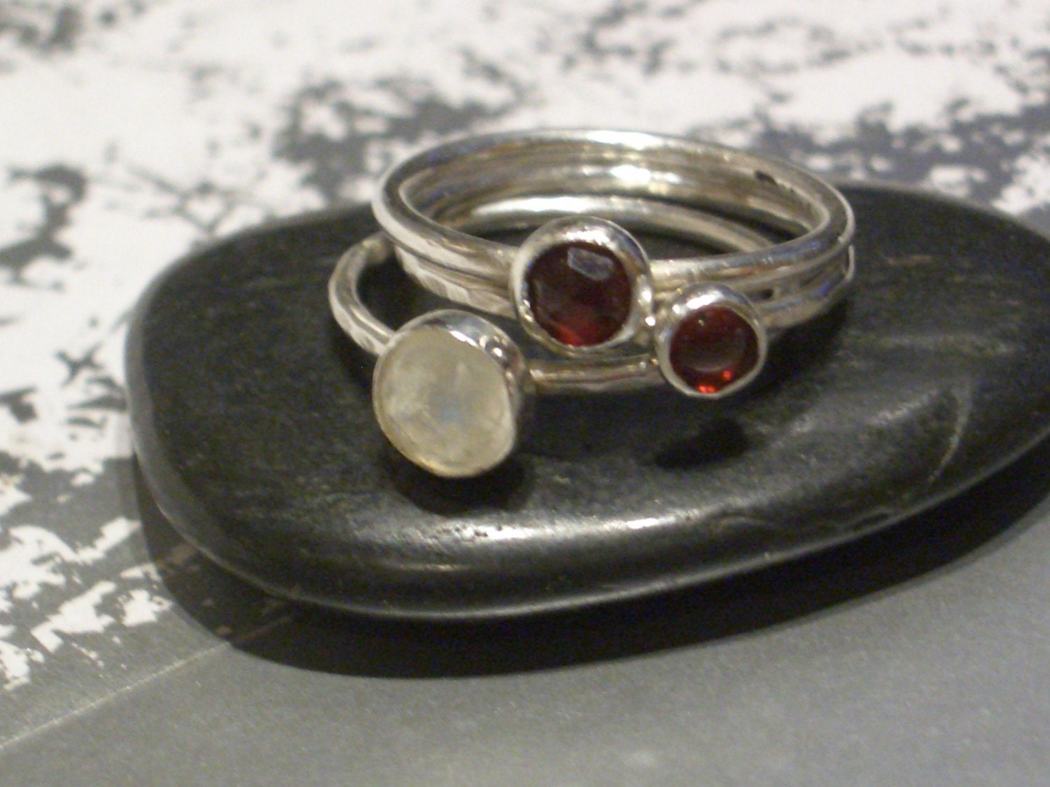 Cranberries in the Snow Stacking Rings by donnaodesigns