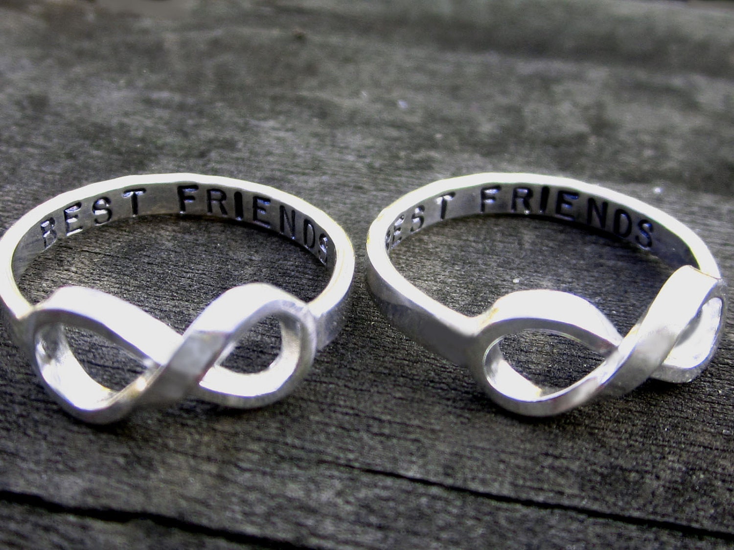 Hand Stamped Best Friends Infinity Ring Set by donnaodesigns