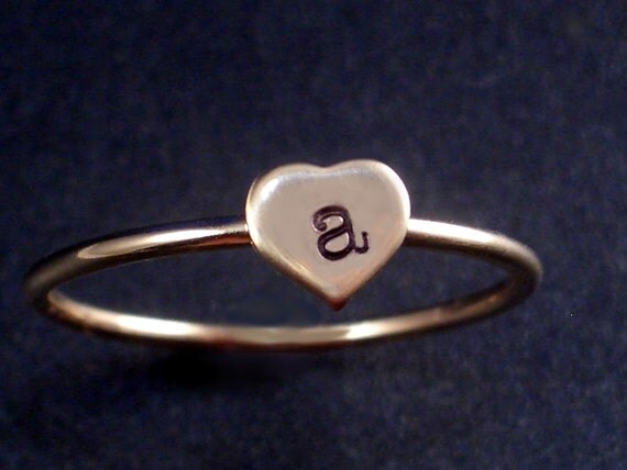 Hand Stamped Heart Initial Ring  for babieedoll