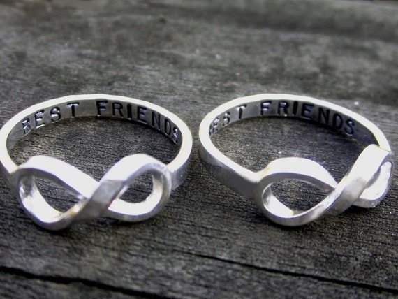 Hand Stamped Best Friends Infinity Ring Set by donnaodesigns