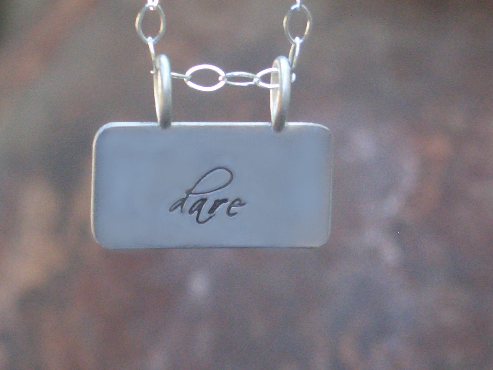 DARE Hand Stamped Plate Necklace
