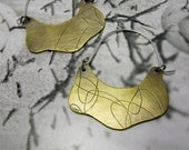 Scribble Blades - Brass and Sterling Hoop Earrings