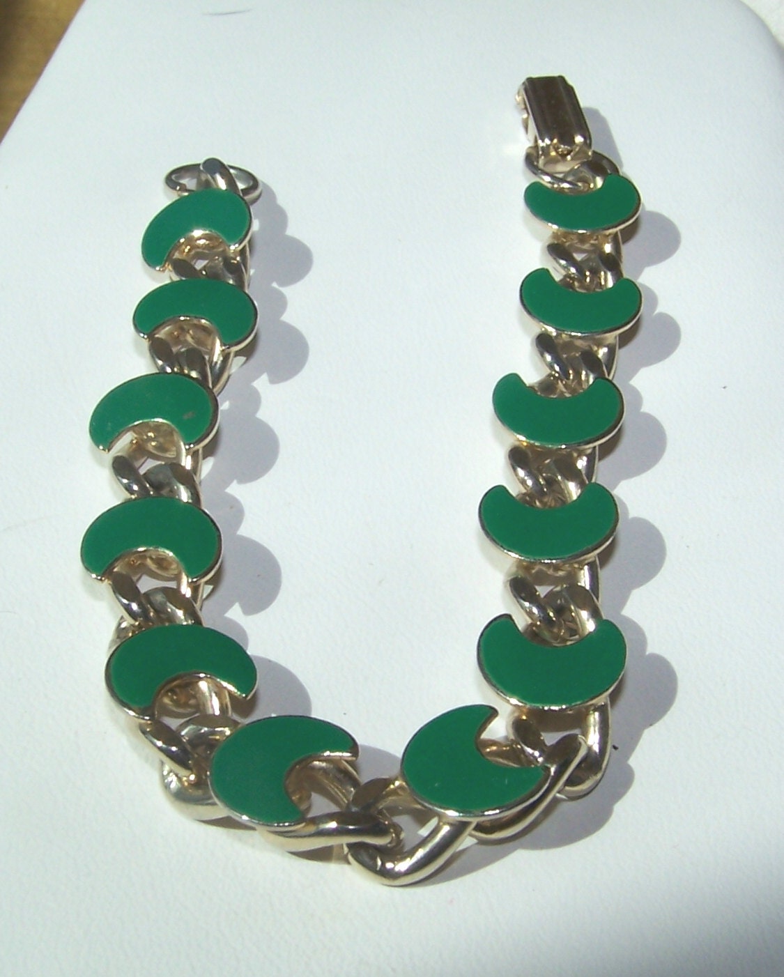 Bracelet, Mid-Century,  Moons,Links, Enamel,