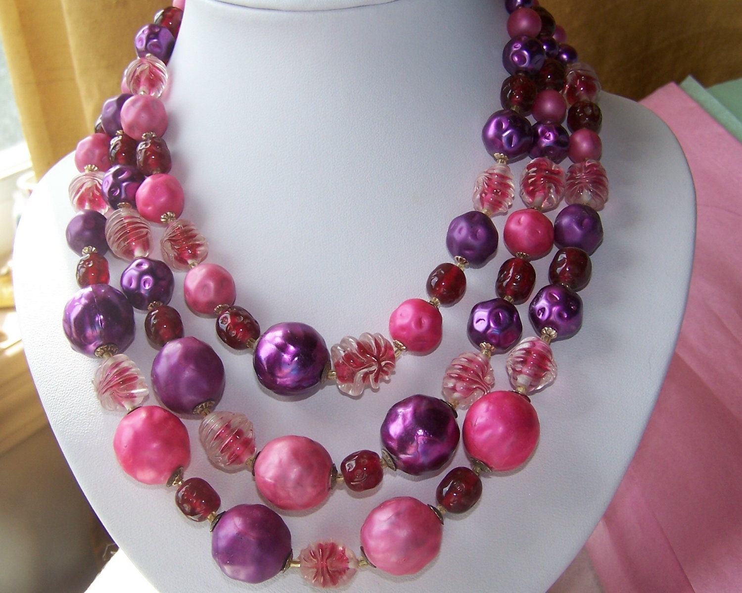 Jewelry,Necklace,  Cranberry,Rose, Purple, Sale