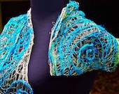 Charlotte's Web Spring Fashion Shawl by X-Stream Fibers in turquoise and green