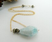 Pisces Necklace with Aquamarine and Pyrite