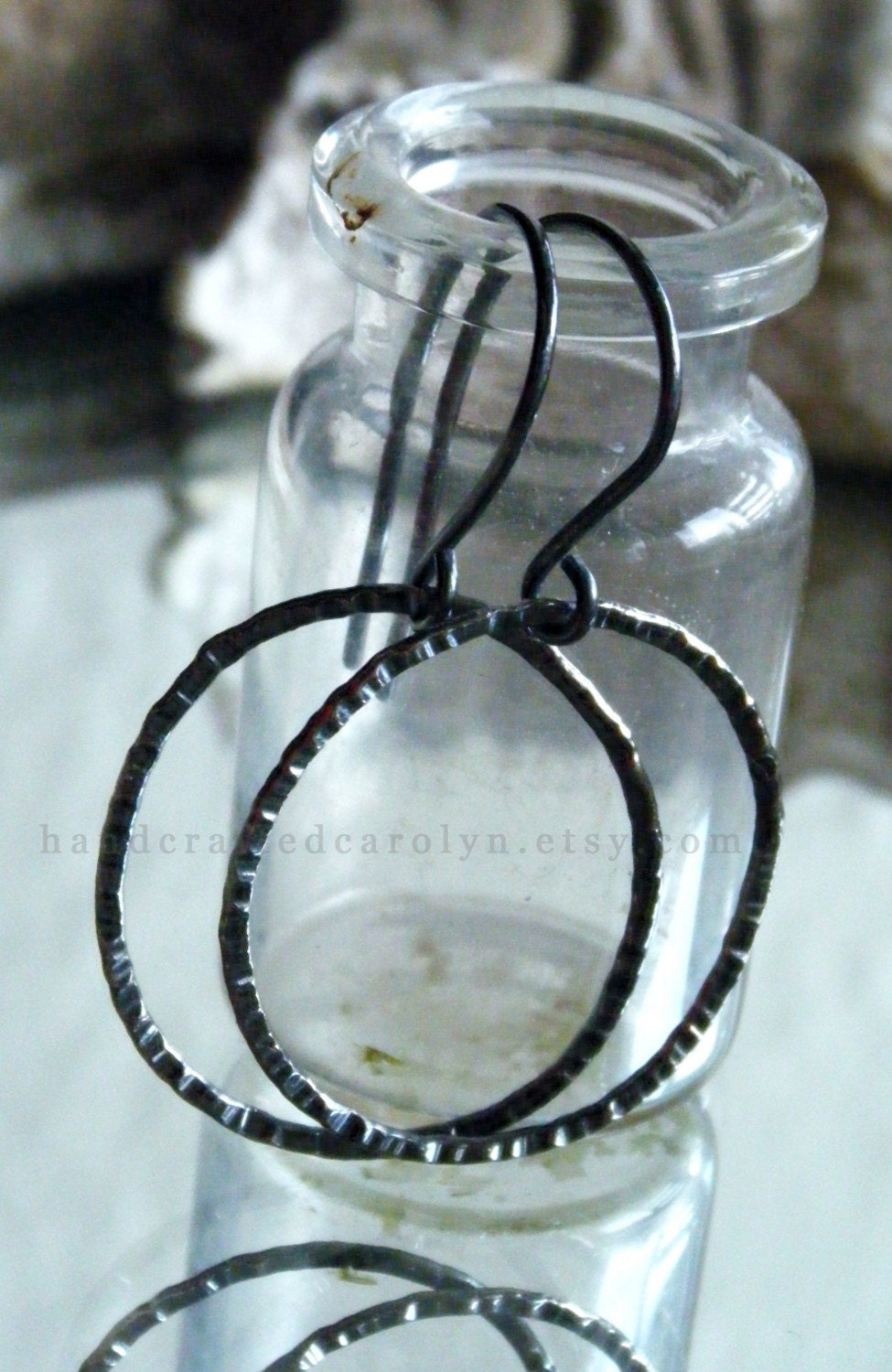 HAMMERED -  Simple Hammered Fine Silver Hoops - 1 Inch Hoop - Sterling Silver