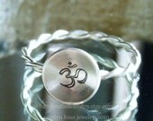 Ohm - Sterling Silver Stamped Disk Ring - Large Size Disk - Your Size
