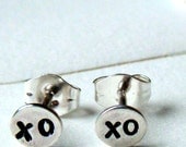 xo xo - teeny weeny sterling silver post earrings / studs - stocking stuffer