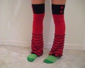 red and black leg warmers