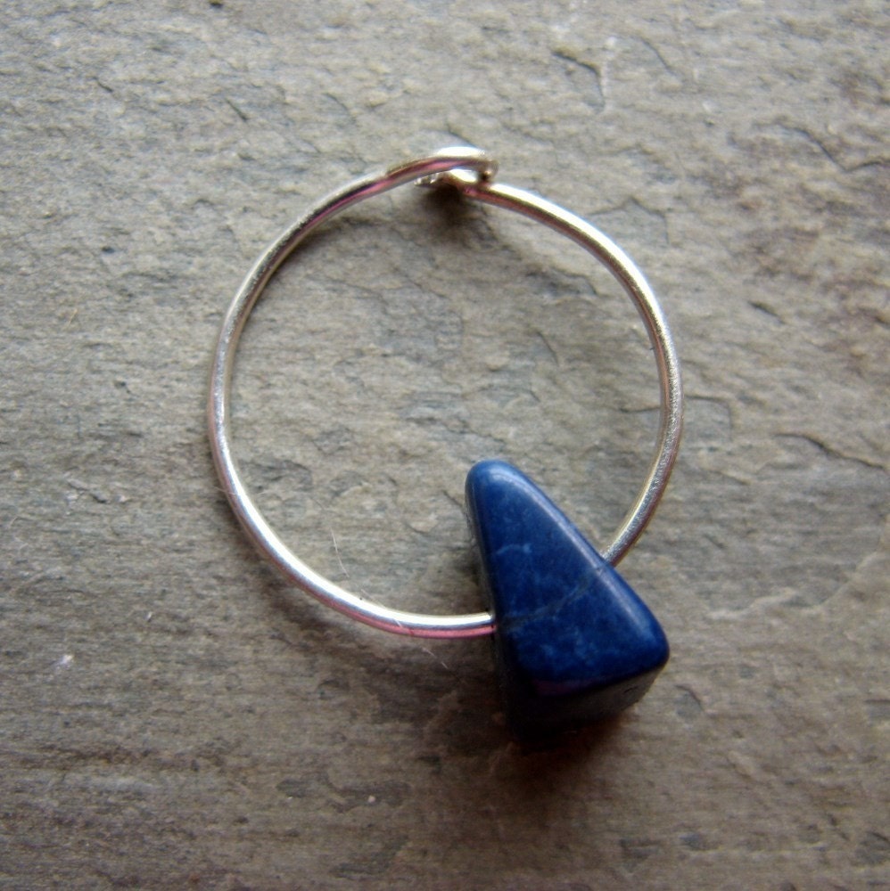 catching color-- single earring w/ gemstone chip-- primitive series-- handmade by thebeadedlily on etsy