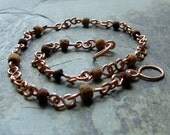 wood and copper anklet-- earth girl-- handmade by thebeadedlily on etsy