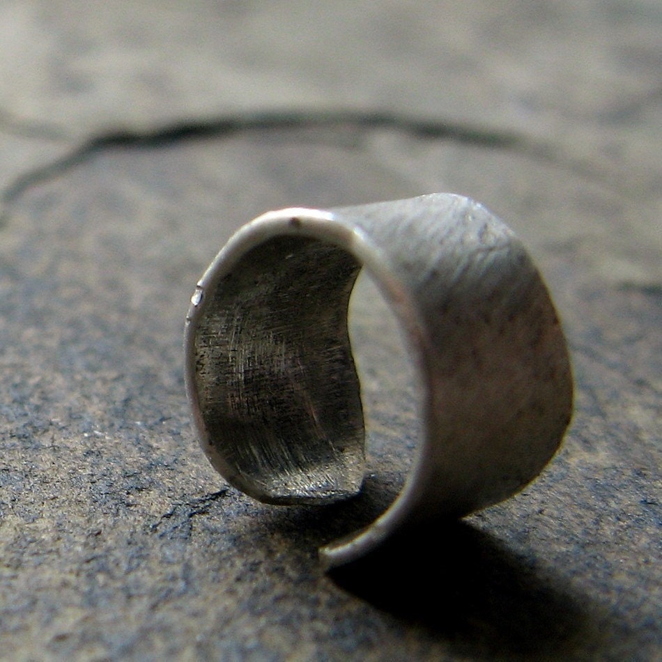banded-- sterling silver wide ear cartilage cuff-- primitive series-- handmade by thebeadedlily on etsy