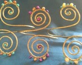 Grecian Swirl Upper Arm Cuff in Champagne and Turquoise , Arm Band,  Armlet - Great for Proms or Weddings
