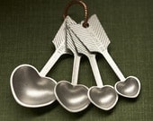 heart measuring spoons - hand cast pewter