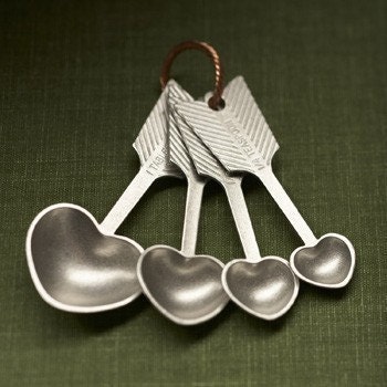 heart measuring spoons - hand cast pewter