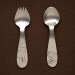 SALE - 2010 year of the tiger spork and spoon feeding set - pewter