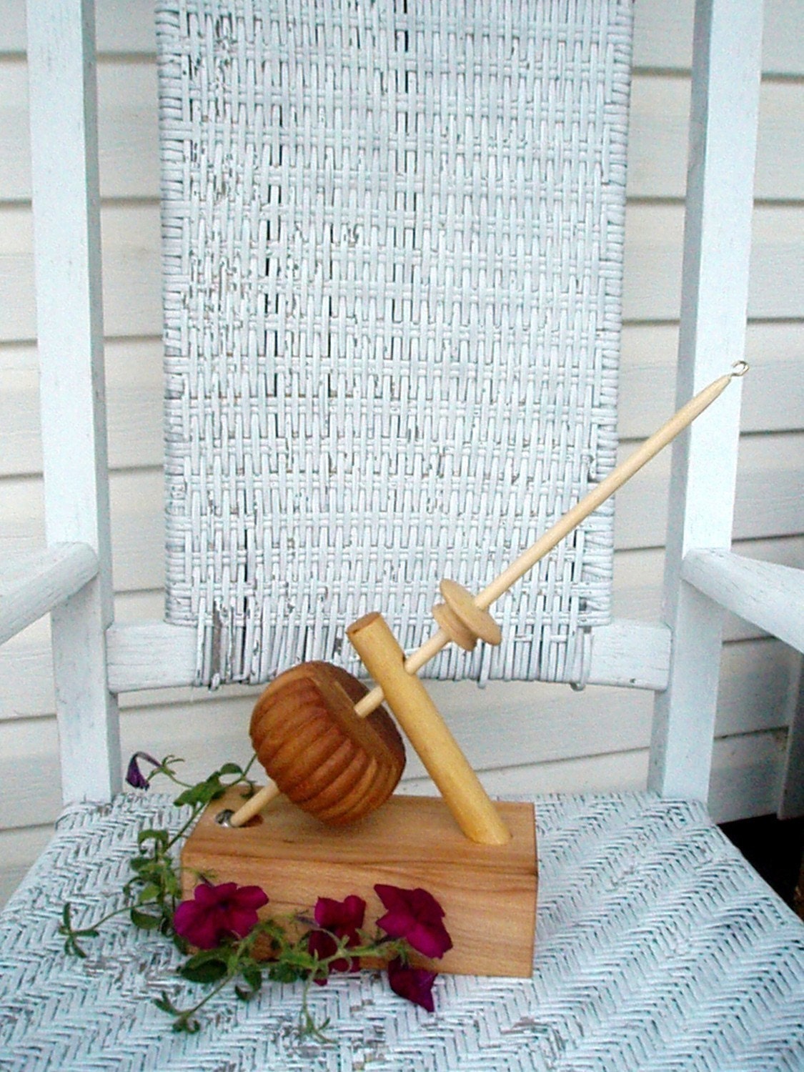 Mother Marion Spinning Wheel/Kick Spindle or Kick Wheel - The Little Meggie  - Solid red OAK - One of a Kind