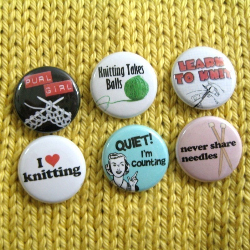 Knitting Buttons - FREE SHIPPING - Great Gift for Knitters