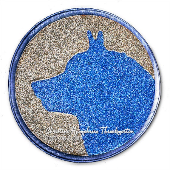 HECK of a HUSKY: Siberian Husky silhouette on wood plaque in GLITTER, ready to hang