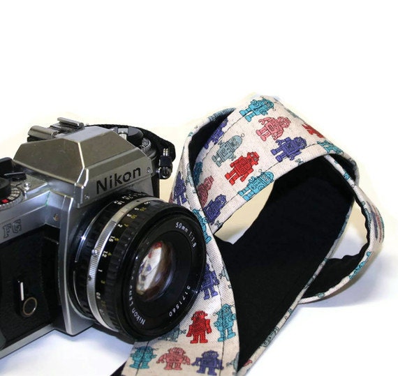 Camera Strap - Robots Robots - SLR, DSLR
