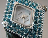 Swarovski crystal watch face stainless steel back