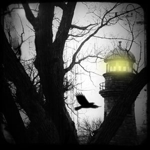 Little Art, Kitchen Crow Art Magnet, Lighthouse Textured,  Mini Photo Canvas on wood - Lighthouse