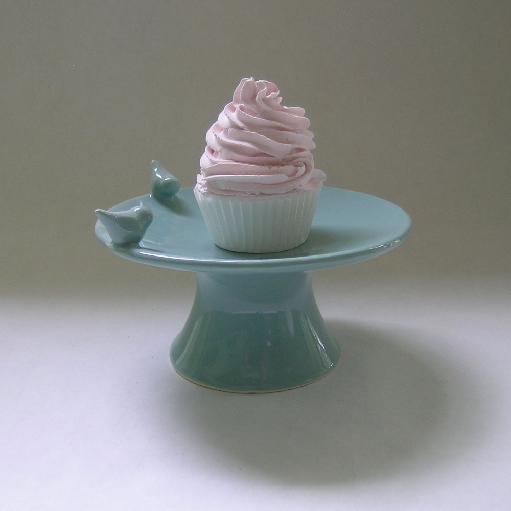 Bird Ceramic Cupcake Stand in Robin Egg Blue