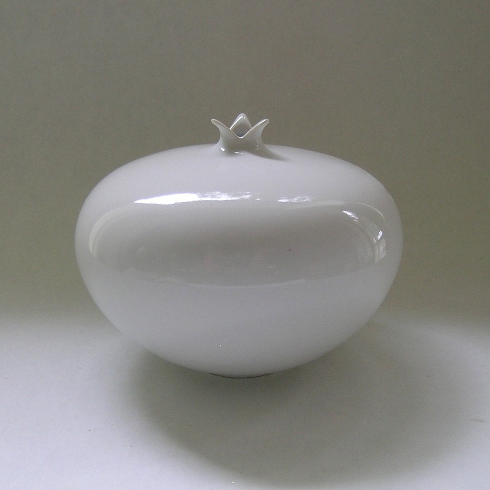 Large White Ceramic Pomegranate
