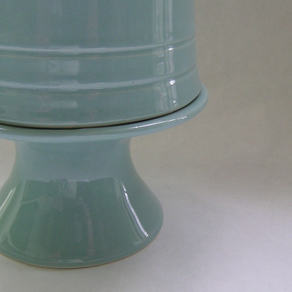 Cupcake Stand with Bird Bell Jar in Robin Egg Blue