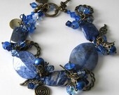 Blue Sodalite gemstone bracelet, antique brass, Lady Blue, beaded bracelet, beaded jewelry