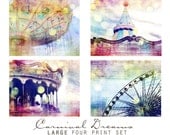 Carnival Dreams, Set of Four 8x8 Inch Prints - Wall Art Grouping, Nursery Decor, Spring Decorating