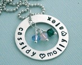 Personalized Washer Necklace - Mother - Grandmother - Hand Stamped Sterling Silver