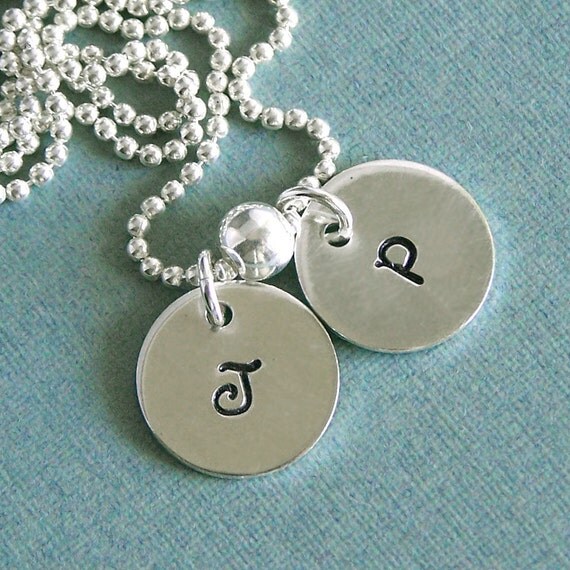 Hand Stamped Sterling Silver Initial Tags - Personalized