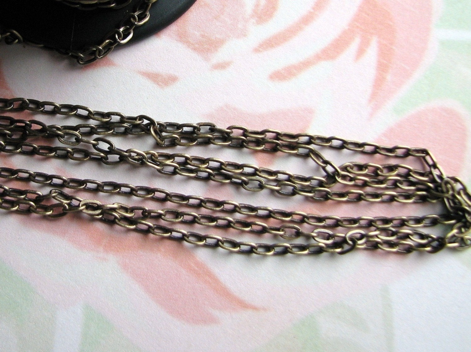 Antiqued Brass Chain  Drawn Flattened Cable (5ft) b1390