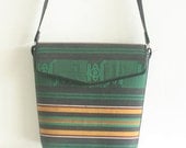 Vintage Tribal Print Cross Body Leather and Fabric Bag