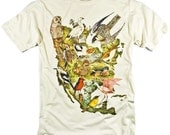 Birds of North America Collage Audubon Painting Colorful Graphic T-shirt (S,M,L,XL,XXL available)